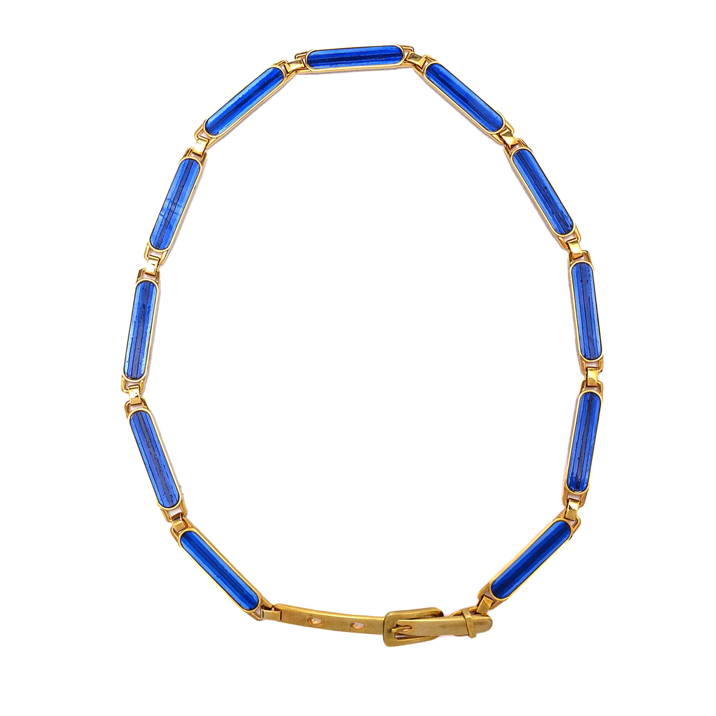 Etro - Blue & Gold Tone Metal Fastening Belly Chain Belt / 80cm